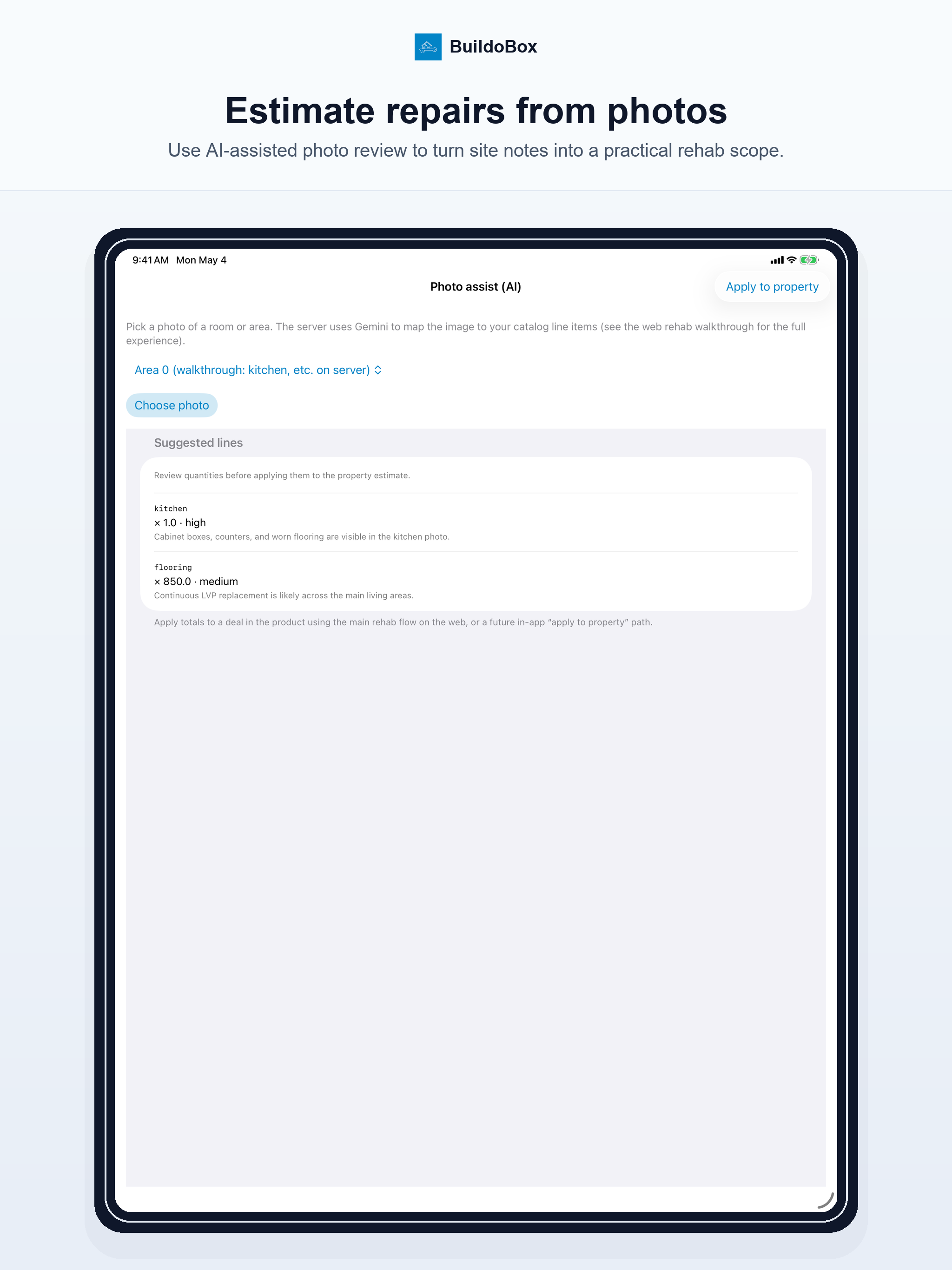 BuildoBox AI vision on iPad