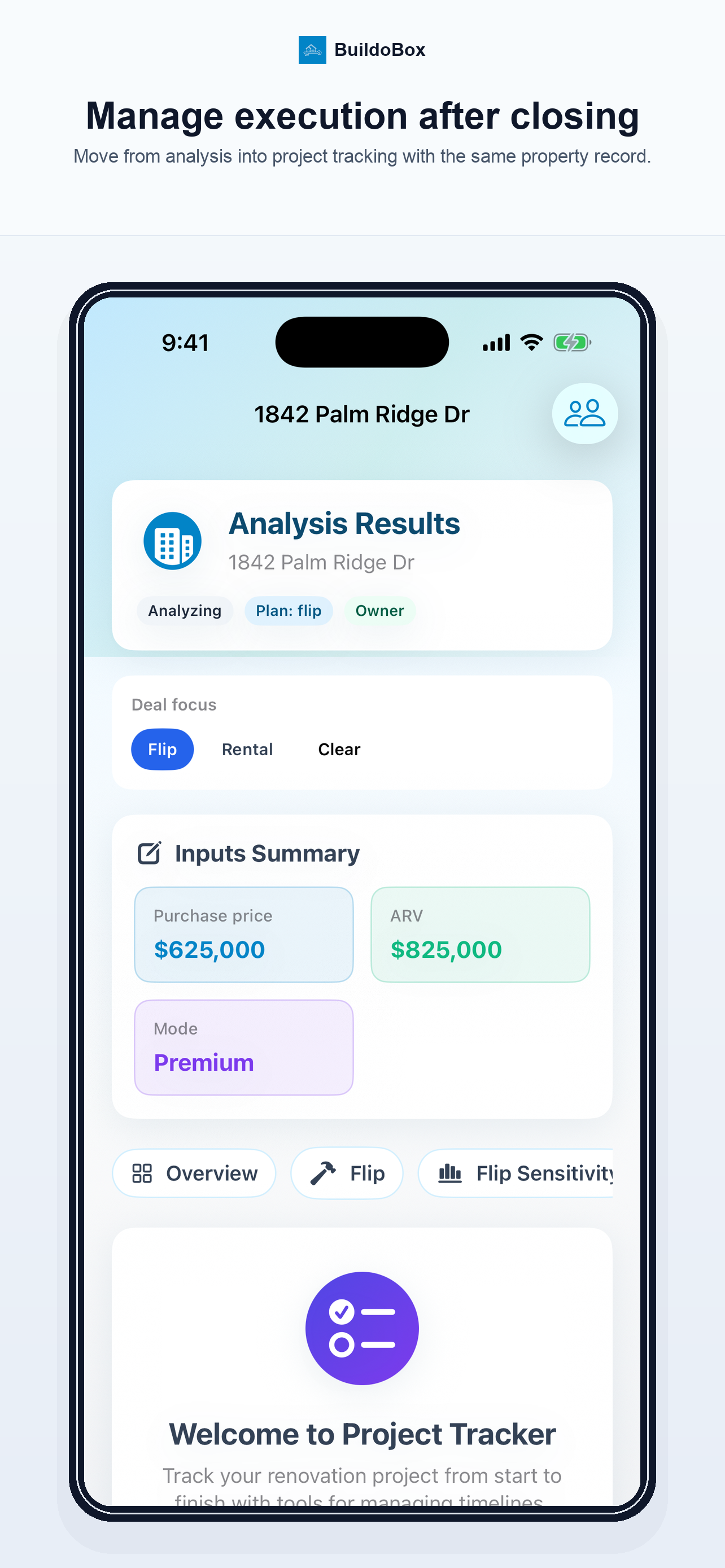 BuildoBox Project tracker on iPhone