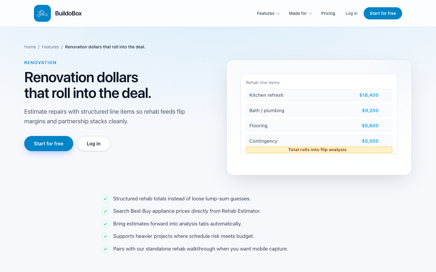 BuildoBox Rehab scope on the web
